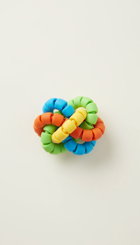 FlexiTwist silicone ring toy, perfectly centered horizontally and vertically with equal negative space above and below,...