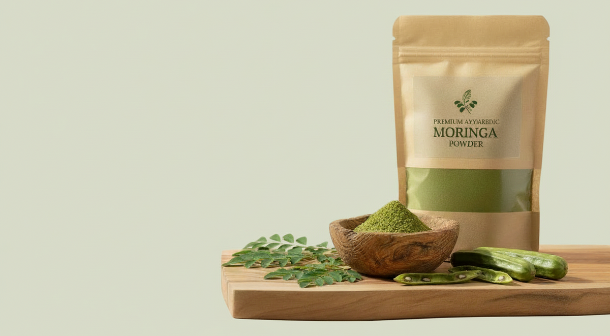 Moringa Powder Slide - Light Green Background