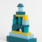 Alternate angle view of Teal Wooden Stacking Blocks Set