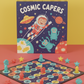 Retro board game, use a 3/4 angle to capture the depth and details of each toy. Position toys against a simple, brightly...