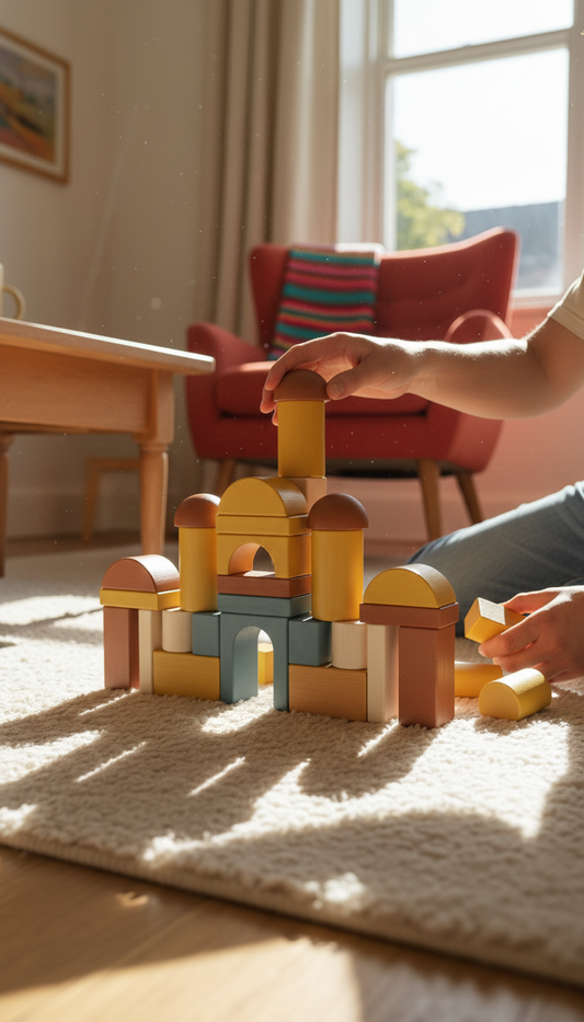 Colorful Building Block Set in use