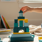 Teal Wooden Stacking Blocks Set in use