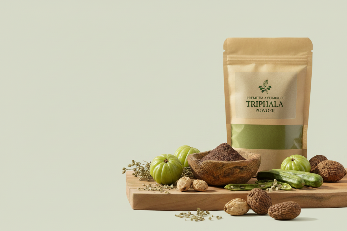 Triphala Powder Slide - Light Green Background